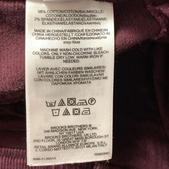 Brooks Brothers Natalie Fit Corduroy Pants Wine Red Sz 8 Preppy Fall - Picture 4 of 11